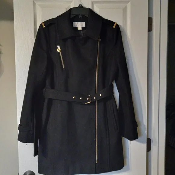 Michael Kors Black Wool Coat Women's Size 10 - Picture 1 of 6